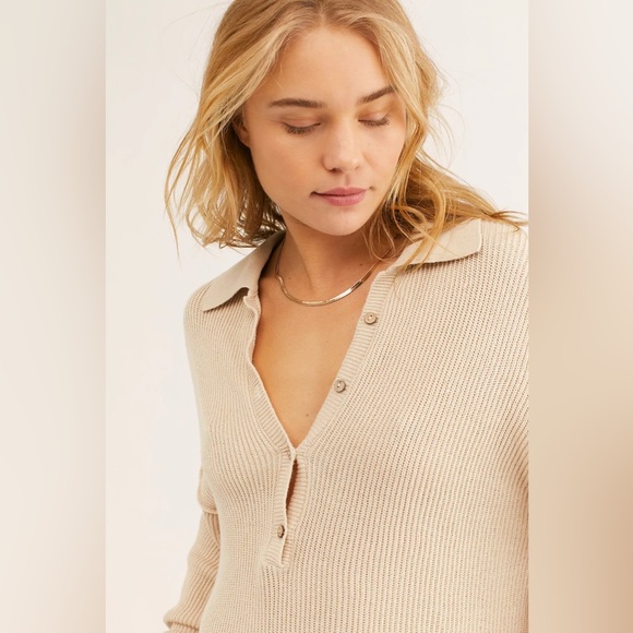 SOLD Free People Tan Picnic Sweater Romper - Picture 6 of 6